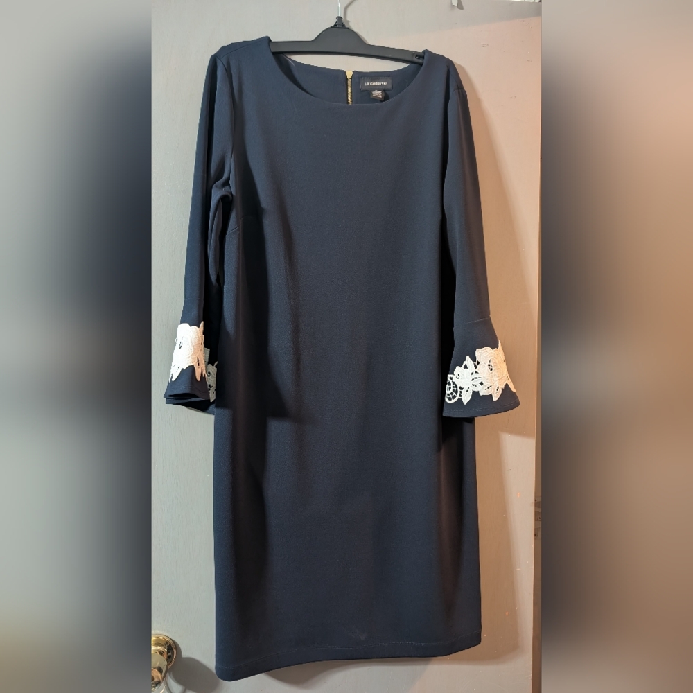 Liz Claiborne Black Dress with White Floral Accents